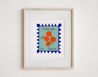Vintage Oranges Stamp Giclée Art Print
