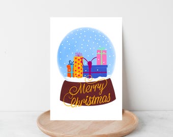 Snow Globe Christmas Greeting Card: Whimsical Holiday Design