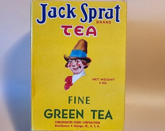 Caja de té de cartón Jack Sprat de los años 50