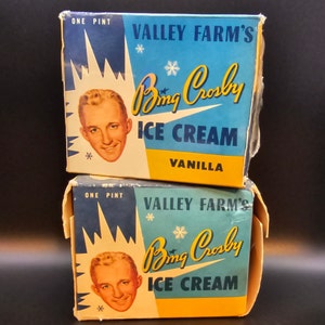 Vintage Bing Crosby Valley Farms Lody waniliowe 1 Pint Carton