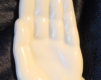 Avon Vintage blanco leche vidrio mano anillo plato