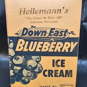 Vintage Heilemann&#39;s Down East Blueberry Ice Cream Container - Half Gallon