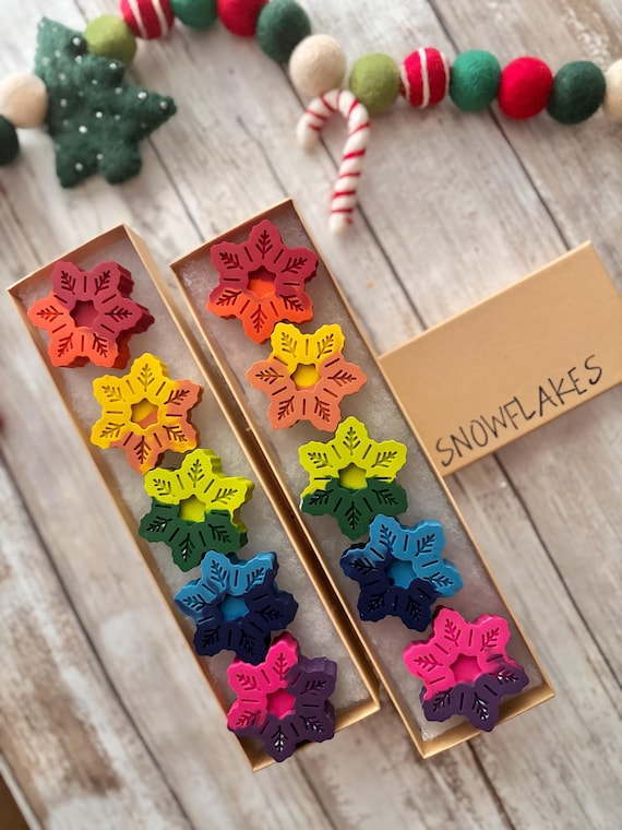 Rainbow Snowflake Crayon Set: Kids Christmas Stocking Stuffer