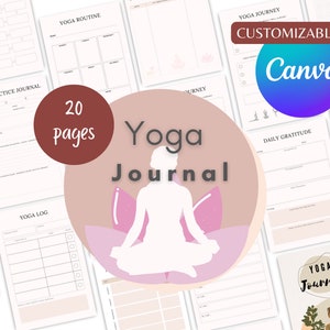 Yoga Journal Canva Template | Editable Yoga Planner | Digital Wellness Journal | Yoga and meditation | wellness journal