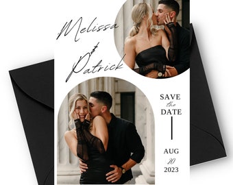 Modern Save the Date Template, Editable Save the Date Download, Save Our Date Card, Black and White Save the Date 5x7"