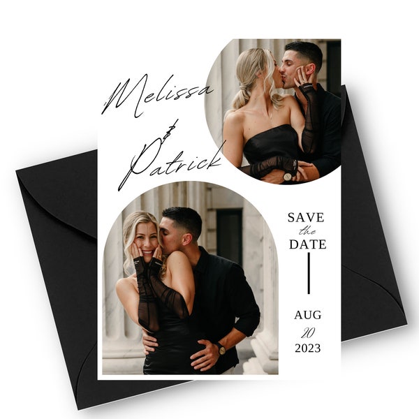 Modern Save the Date Template, Editable Save the Date Download, Save Our Date Card, Black and White Save the Date 5x7"