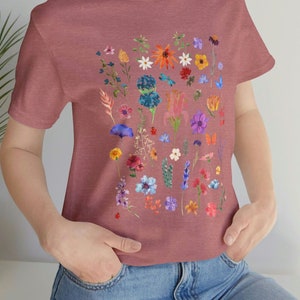 Camiseta floral, camiseta de flores, camiseta floral, camiseta de presente de flores, camiseta de flores bonitas, camiseta de presente de flores, camiseta com flores