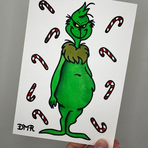 A5 Christmas Grinch painting