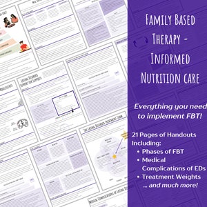 Family Based Therapy - Informed Nutrition Care Bundle (printable worksheets and nutrition education handouts)