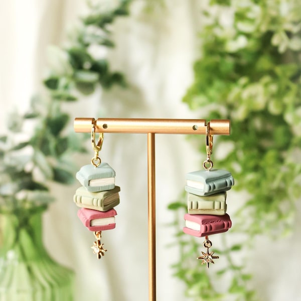 Mini Book Stack Earrings