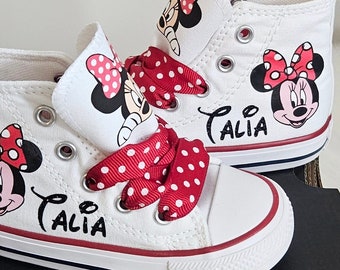 Custom Minnie Mouse Converse, Personalized Minnie Mouse High Top, Minnie Mouse Converse, Baby Toddler Kid Sizes