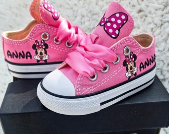 Custom Minnie Mouse Converse, Personalized Minnie Mouse Sneakers, Pink Minnie Mouse Converse, Baby Toddler Girls