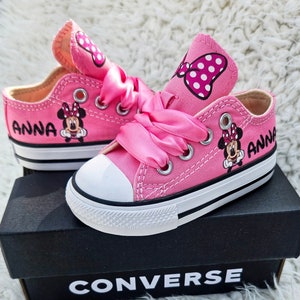 Custom Minnie Mouse Converse, Personalized Minnie Mouse Sneakers, Pink Minnie Mouse Converse, Baby Toddler Girls