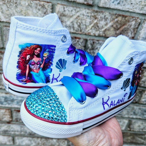 Brown Ariel Little Mermaid Personalized Converse Sneakers