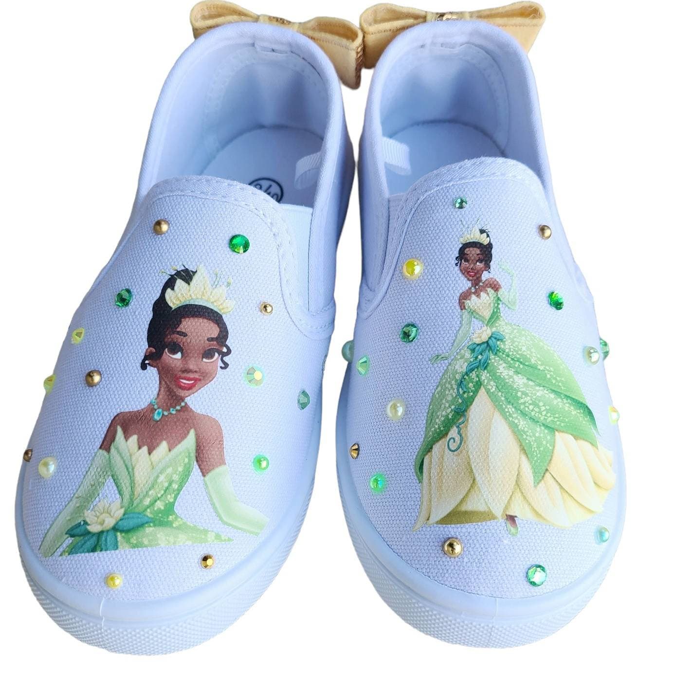 Princess Tiana Custom Converse, Kids Shoe Size 10-3