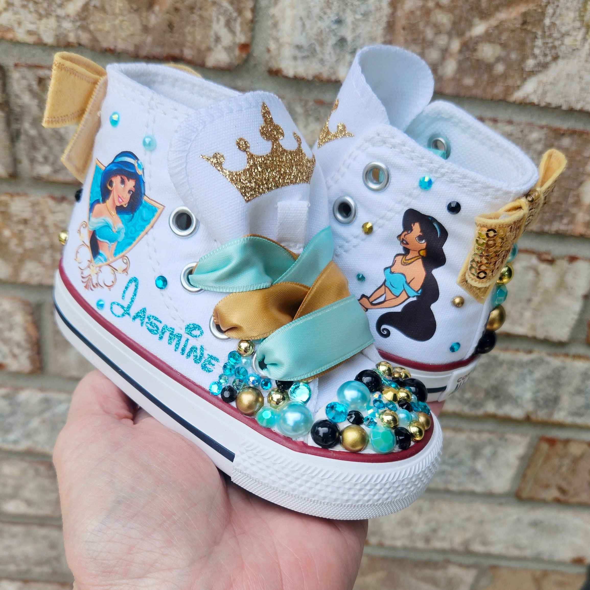 Disney 2019 ALADDIN Princess Jasmine Golden Cosplay Shoes