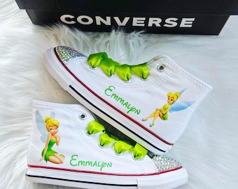 Tinkerbell Converse For Girls Custom Name Tinker Bell Sneakers Personalized Toddler Converse