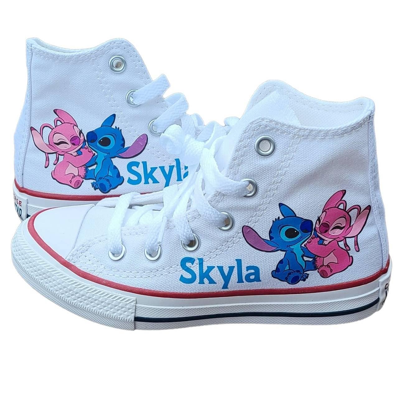 Lilo and Stitch Shoes- Lilo and Stitch Converse-Girls Lilo and Stitch in Wonderland Shoes-Lilo and Angel Shoes 3C