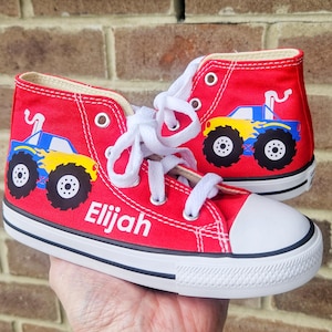 Monster Truck Converse Monster Truck Sneaker for Boys Choose your truck color Orange Monster Truck Monster Truck Shoes For Toddler Boy