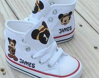 Custom Safari Mickey Converse, Personalized Mickey Mouse Safari Sneakers