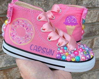 Custom Ice Cream Converse, Personalized Donut Converse, Bling Converse For Girls