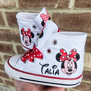 Custom Minnie Mouse Converse, Personalized Minnie Mouse High Top, Minnie Mouse Converse, Baby Toddler Kid Sizes