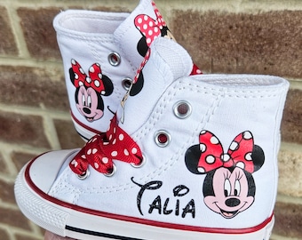 Minnie Mouse Converse For Girls Many Colors and Sizes Genuine Chuck Taylor Sneakers