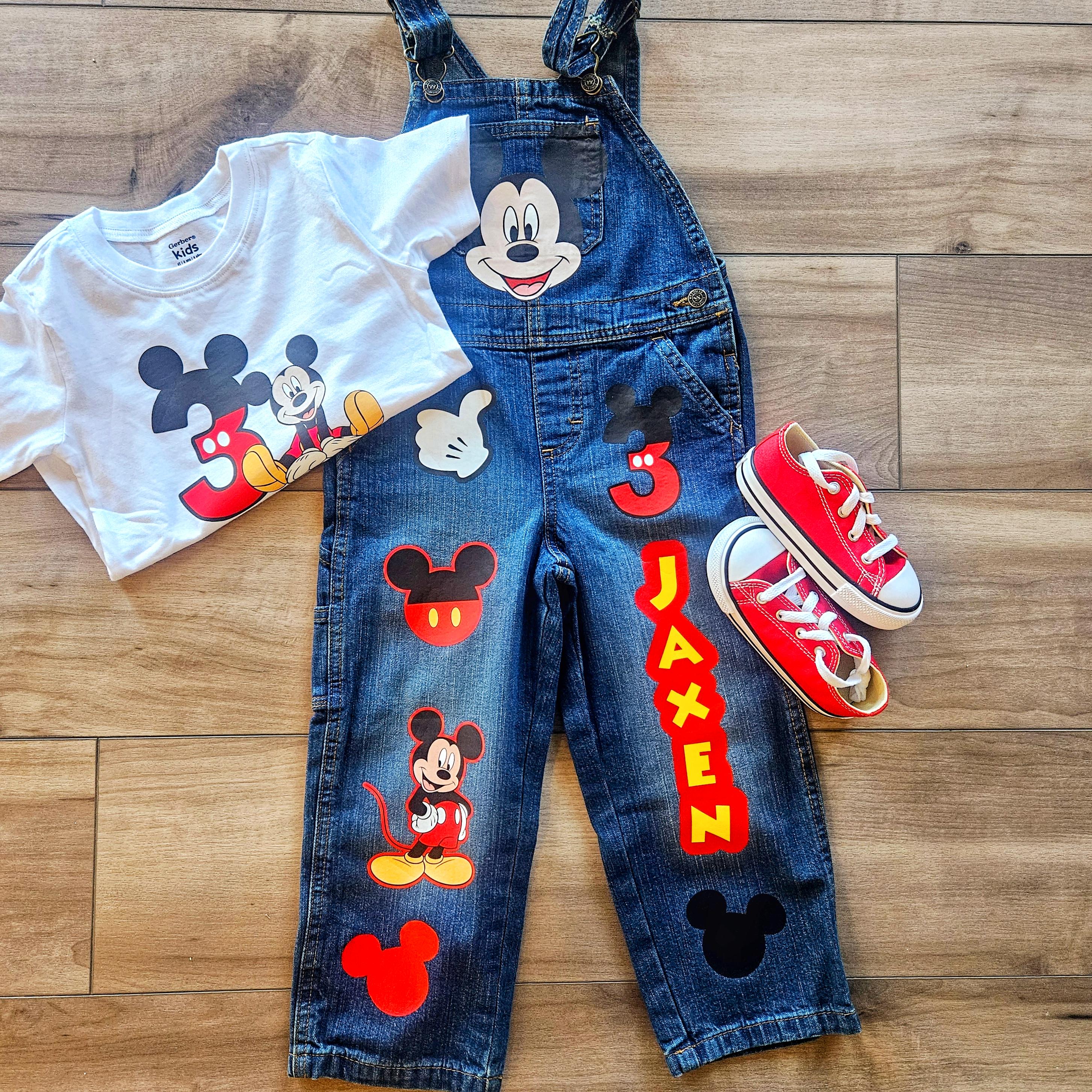 値下げ！MICKEY MOUSE 刺繍デニムオーバーオール Mサイズ 【公式通販】