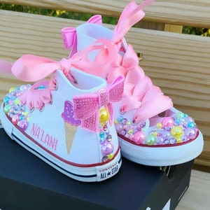 Custom Ice Cream Converse, Personalized Donut Converse, Bling Converse For Girls