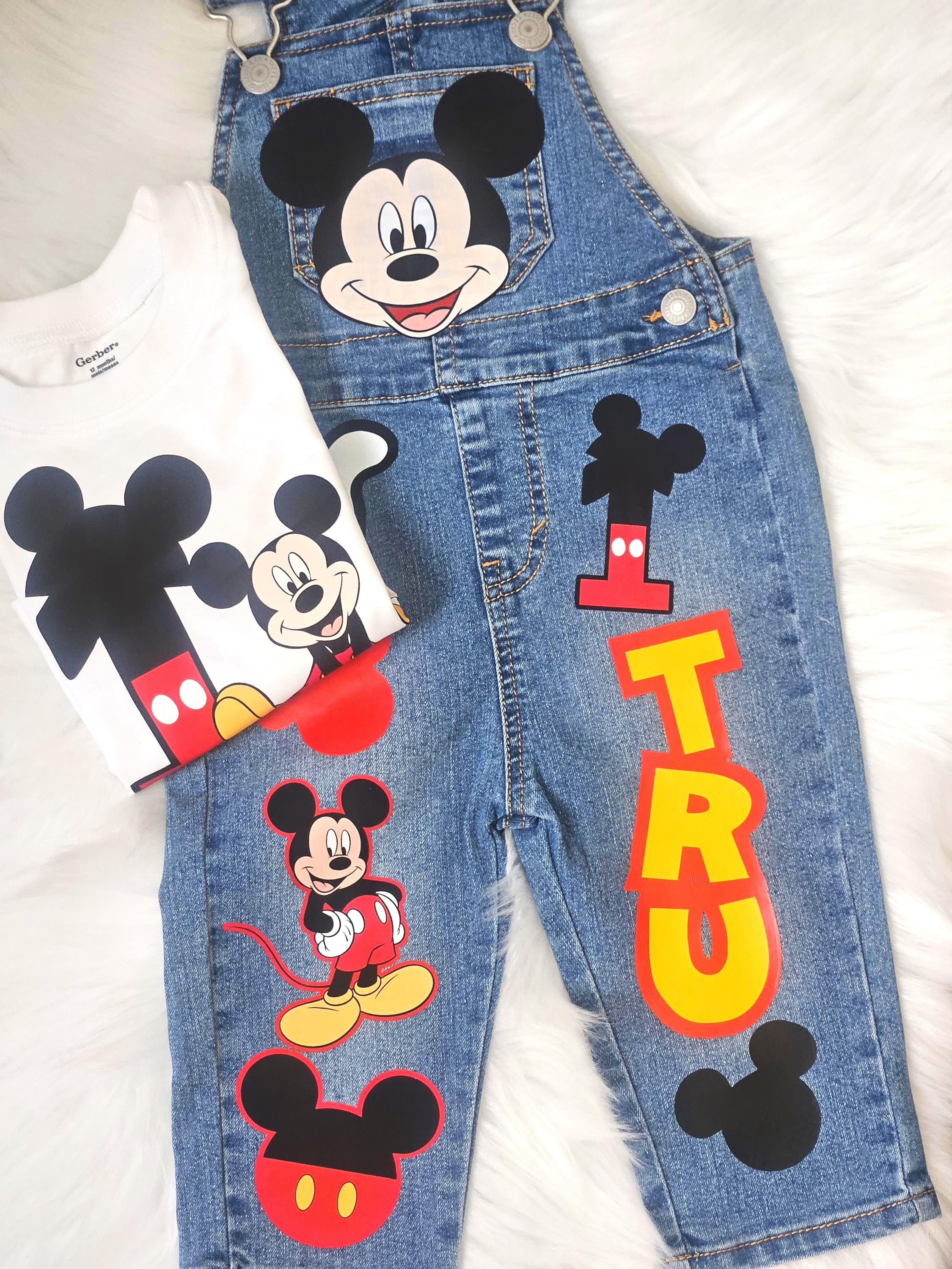 Custom Mickey Mouse Denim Overalls Toddler Outfit Personalized  display picture 1