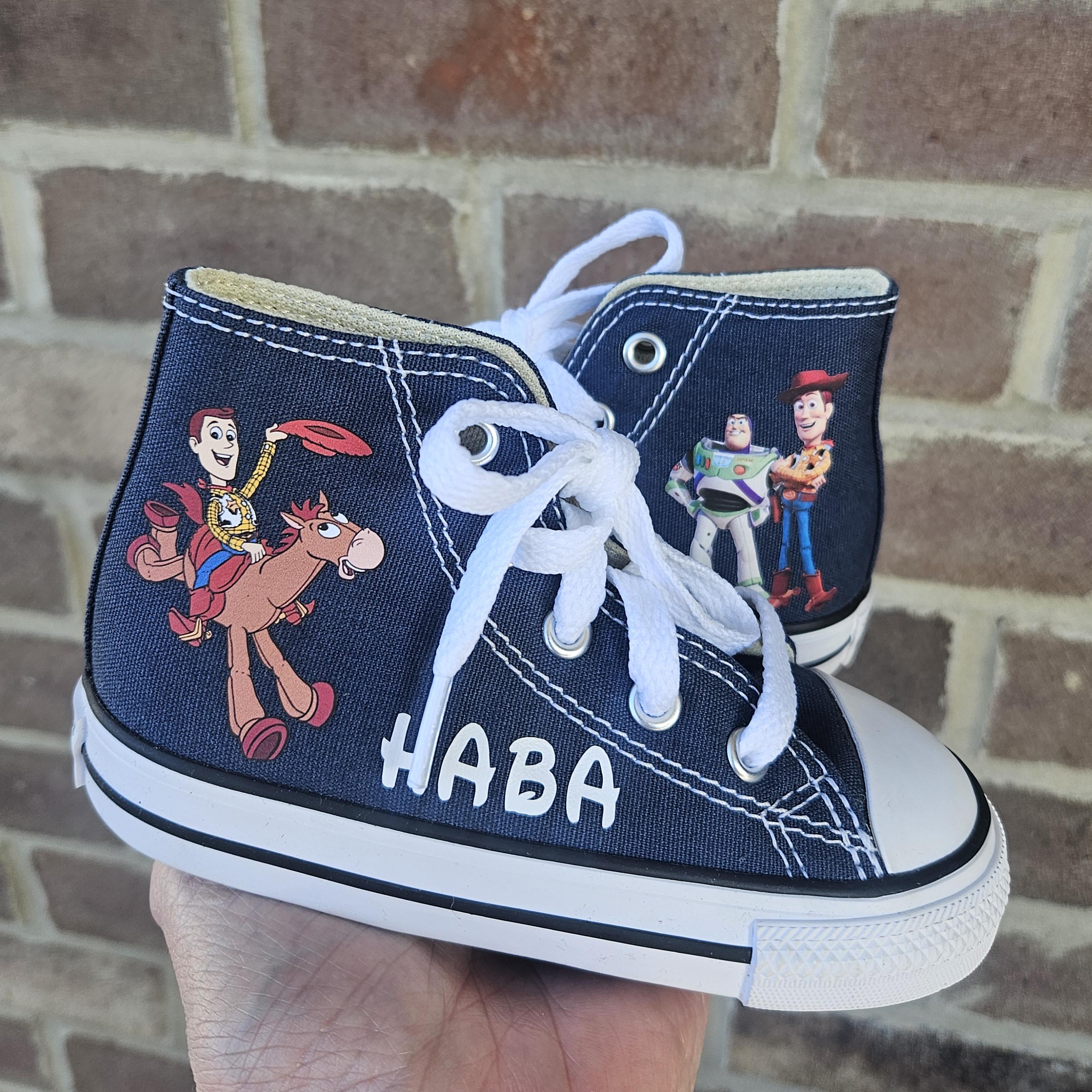 Toy Story Converse Buzz Lightyear and Woody Buzz and Woody Converse High Top Toddler Sneakers Many Colors Are Sizes Toy Story Sneakers Etsy