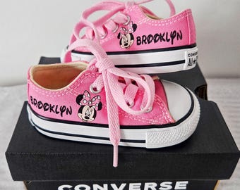 Minnie Mouse Converse Custom Minnie Mouse Baby Shoes Toddler Minnie Converse Personalized Minnie Mouse Shoes Baby Toddler Infant Girl Sizes