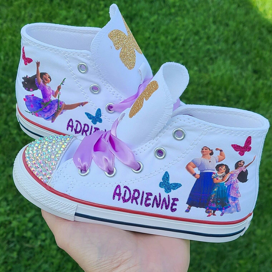 Encanto High Tops, White Converse, Luisa Maribel Isabela, Baby Toddler Shoes, Kids Sneakers