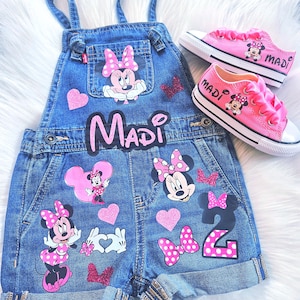 Minnie Mouse Shorts Denim Short Overalls For Baby Toddler Girl Personalized Name