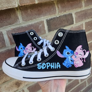 Stitch Angel Converse Personalized High Tops Sneakers For Girls
