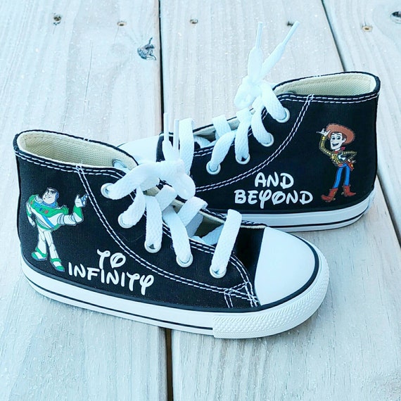 Toy Story Converse for Kids Custom Buzz and Woody Converse Personalized Toy Story Converse High Top Kid Converse to Infinity and Beyond Etsy