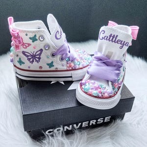 Butterfly Converse Sneakers With Sparkle Butterflies Bling Toddler Converse