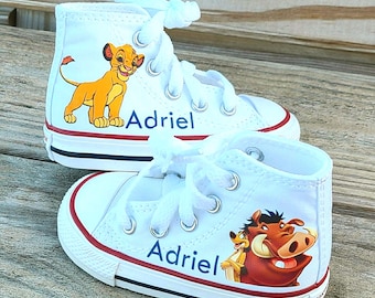 Lion King personalized Converse Toddler Lion King Shoes High Top Converse Sneakers for baby Kids Sneakers With Simba Timon