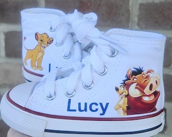 Lion King personalized Converse Toddler Lion King Shoes High Top Converse Sneakers for baby Kids Sneakers With Simba Timon