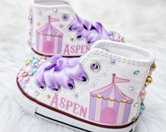 Circus Tent Converse Custom Carnival Converse Pastel Bling Circus Shoes Girls Circus Tent Sneakers