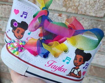 Gracie's Corner Converse, White  High Tops, Personalized, Baby and Toddler Sizes, Genuine Converse Sneakers real