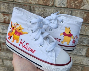 Winnie the Pooh Converse, high tops or low top, many colors, personalized, boys or girls