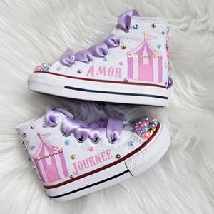 Circus Tent Converse Custom Carnival Converse Pastel Bling Circus Shoes Girls Circus Tent Sneakers Ring Master image 2