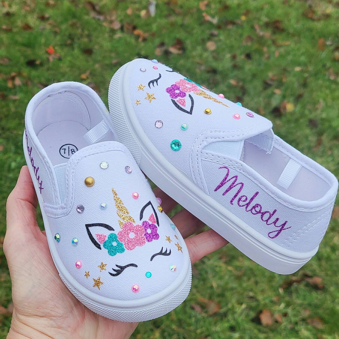 Unicorn Shoes Bling Slip on Style Personalized Etsy