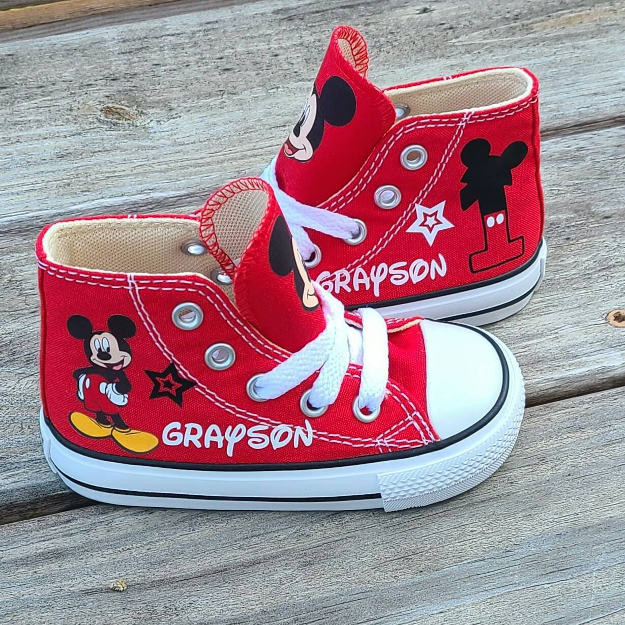 Custom Mickey Mouse Converse Red High Top Baby Toddler