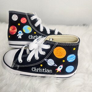 Custom Planet Converse, Personalized Converse With Planets, Toddler and Kid Sizes, Many Colors Available