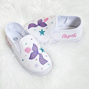 Mermaid Tail Shoes Bling Mermaid Slip On Sneakers Girls Mermaid Shoe Toddler Girl Shoes