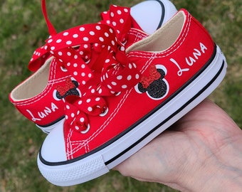 Custom Minnie Mouse Converse Low Top Toddler Converse Personalized Minnie Mouse Sneakers