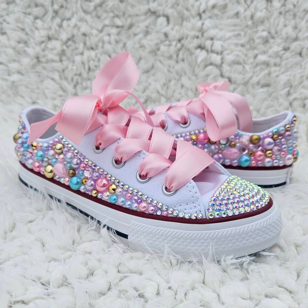Unicorn Bling Converse Personalized Bedazzled Pearls and - Etsy