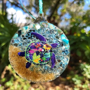 Hanging sea turtle ornament, Christmas tree or suncatcher